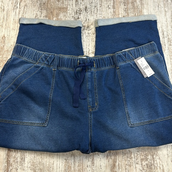 Lane Bryant NWT Blue Pull-On Fit Knit Boyfriend Capri Pants - Picture 7 of 13